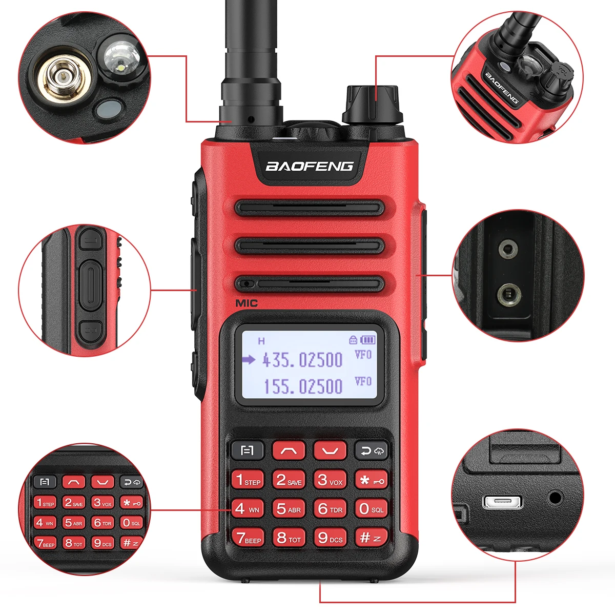 2PCS Baofeng UV13 PRO Walkie Talkie 10W 8800mAh High Power 999 Channel Long Range Distance Dual Band Typ-C Jack Upgrade UV10R