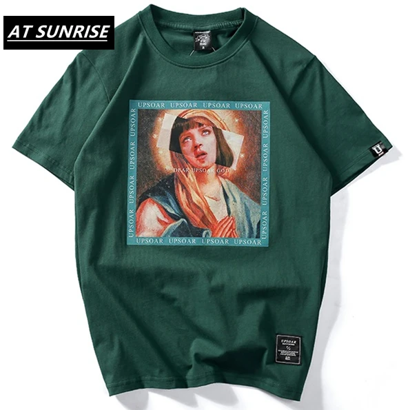 Футболка мужская Дева Мария хлопок короткий рукав смешной принт Повседневная