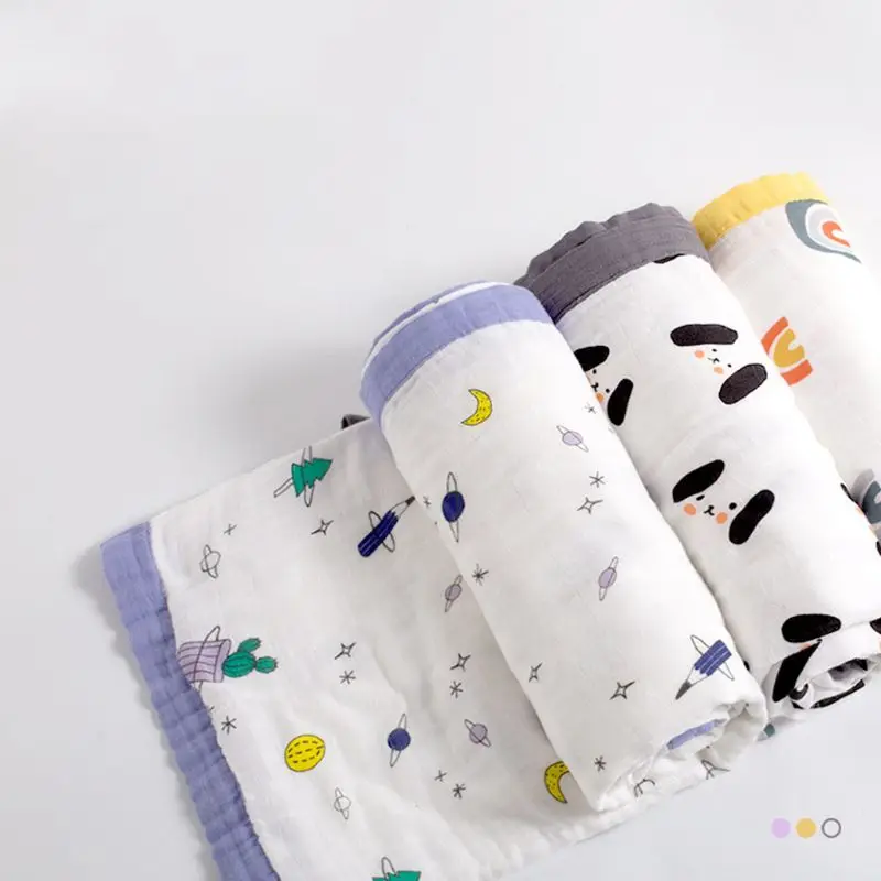 

Bamboo Cotton Blankets Cartoon Print Soft Breathable Toddler Baby Bath Towel