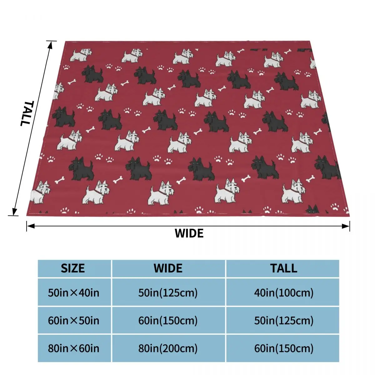 Красное шотландское одеяло для собак Флисовое с принтом Скотти шотландского