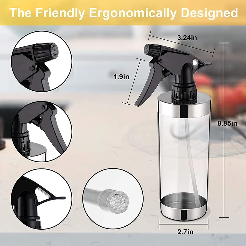 Olive Oil Sprayer for Cooking - 450Ml Dispenser Bottle Spray Mister -Adjustable Mist Nozzle Vinegar Spritzer |