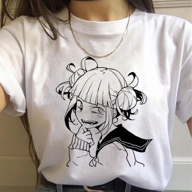 

Anime My Hero Academia Cosplay Female T-shirt Senpai T-shirt HimikoToga Polyster Tshirt Graphic Short Sleeve Top Shirt
