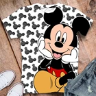 Летняя Повседневная Женская футболка в стиле Харадзюку С 3D принтом, уличная одежда в стиле ольччан, футболка с принтом Микки и Минни, с диснеевским принтом