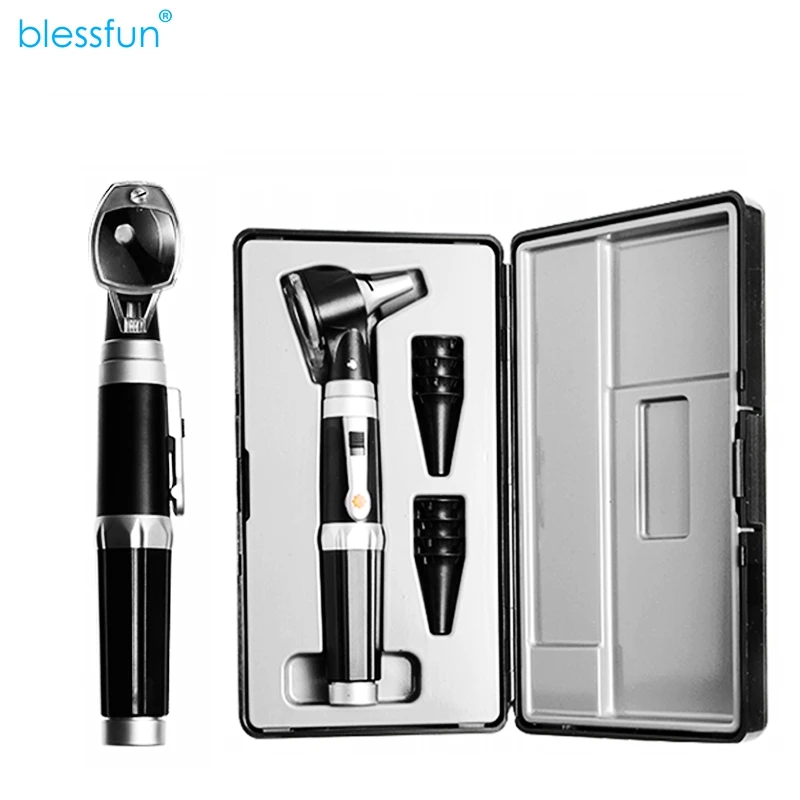 Blessfun Профессиональный ENT Kit светодиодный/волоконно оптический Otoscope медицинский