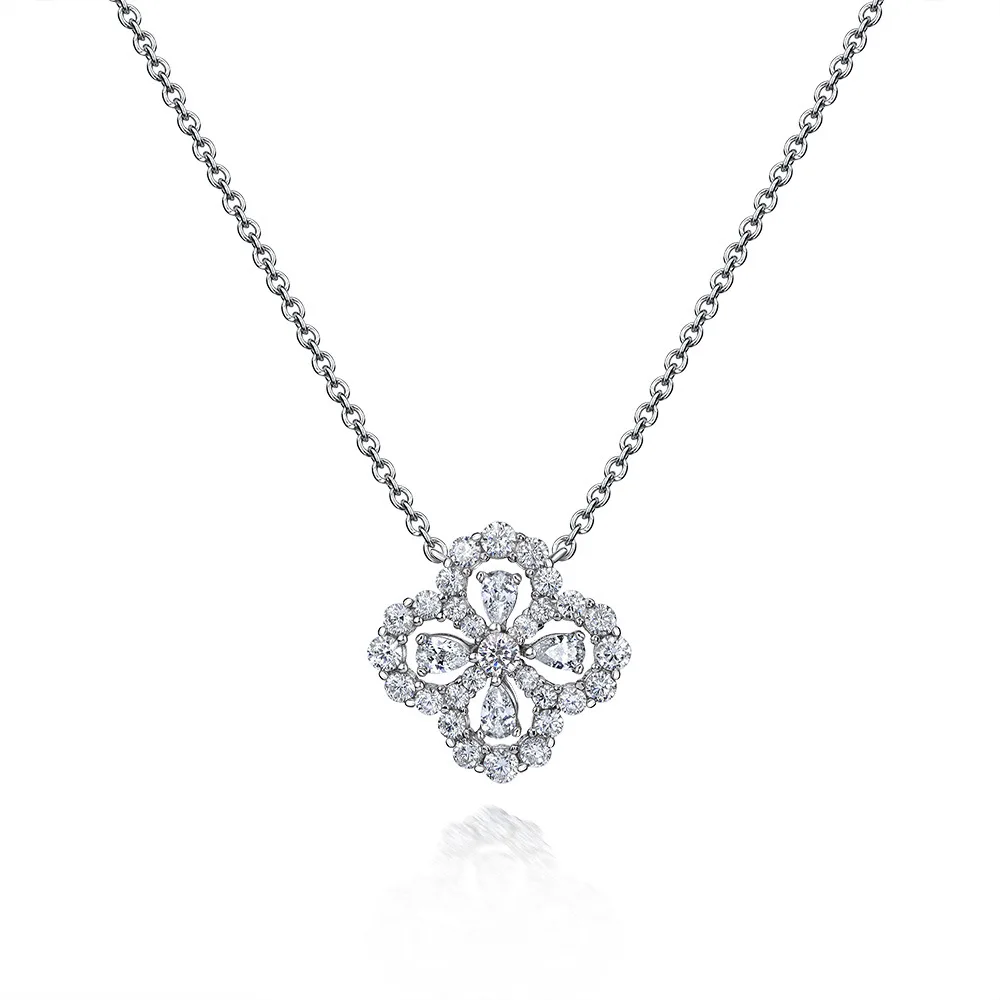 

2021 new four-leaf clover full diamond necklace female fashion personality exquisite clover clavicle chain