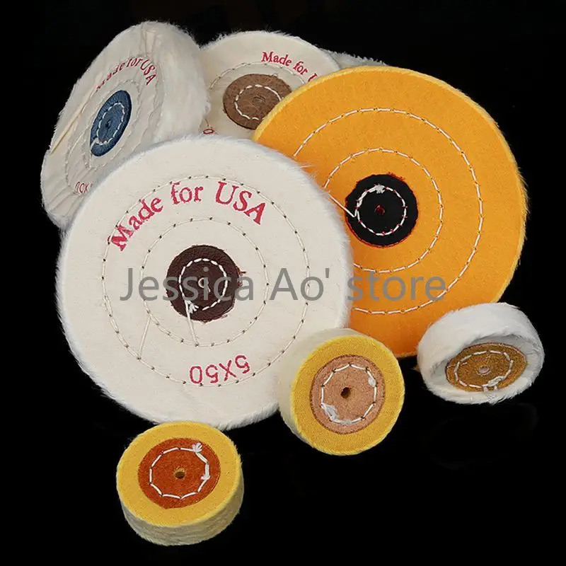 

50-250mm 50 Layers Cotton Wheel Hole 4/10mm Cotton Grinding Wheel Polishing Tools Yellow White Cloth Wheel Mirror Polishing
