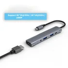 5in1USB C концентратор Typc C To HDMI-совместимый 4k USB3.0 USB2.0 60 Вт PD быстрое зарядное устройство 3,5 мм разъем DockStation для ПК компьютера ноутбука телефона