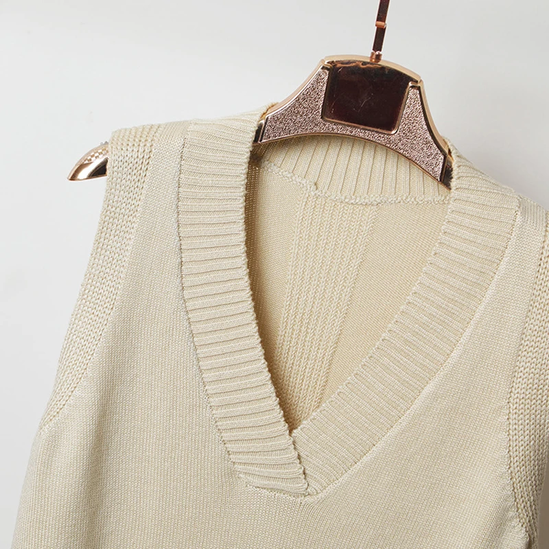 Women Knitted Sweaters Korean Style Sleeveless Vest Pullover Women's Sweater Jumpers Abrigos Mujer Invierno 2022 Sweter C8998 | Женская