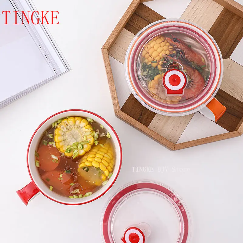 

880ml Cute Instant Noodle Cup Student Dormitory Instant Noodle Bowl Fresh-keeping Bowl Work Lunch Box Cartoon Lid Cup