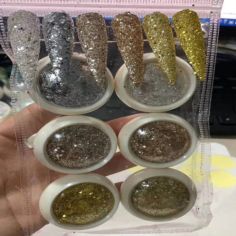 6 банок Русалка шестигранный дизайн ногтей блестки ультратонкий смешанный