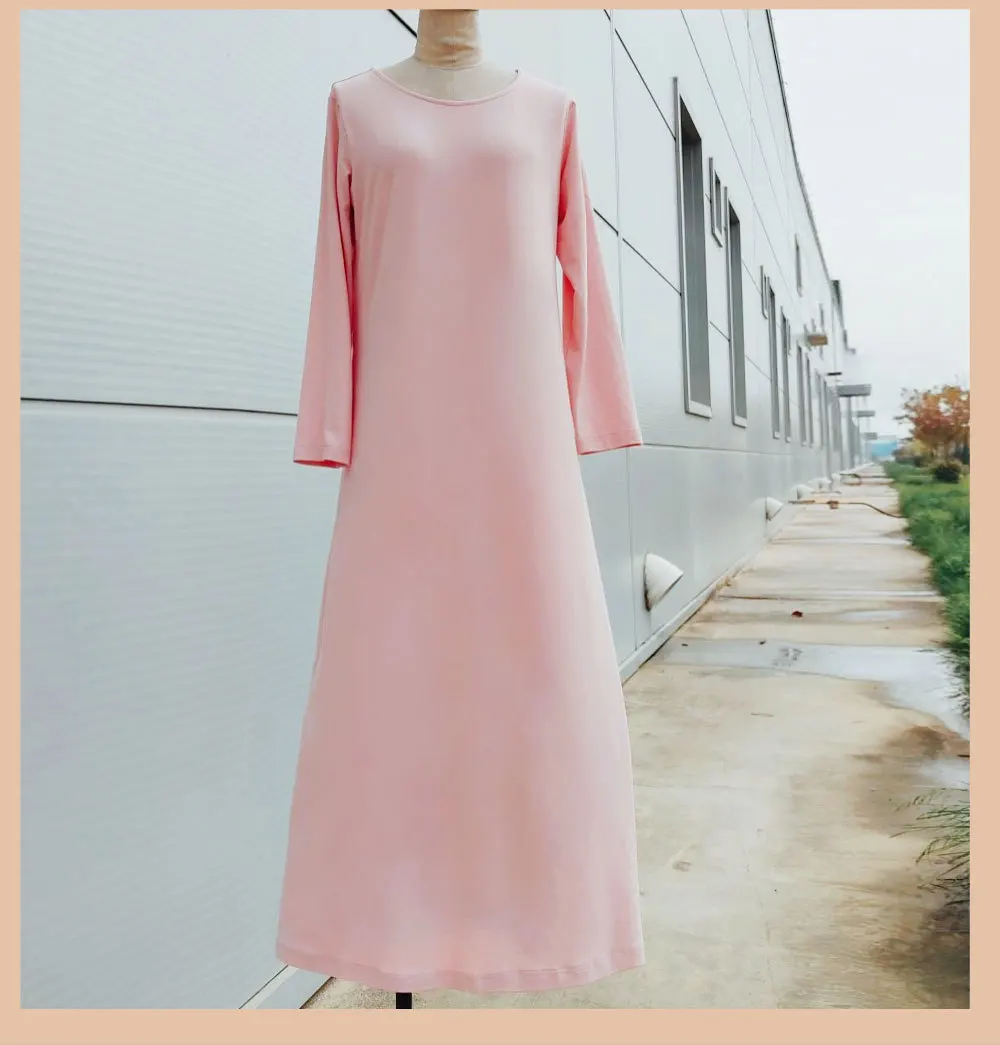 

New Style with Middle East Dubai Muslim Dress Knitted Skin-friendly and Comfortable Long-sleeved Bottoming Long T-shirt Skirt