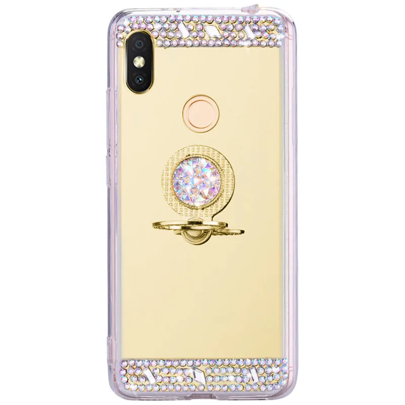 Чехол для телефона Pocophone F1 с зеркальным держателем и бриллиантами Xiaomi Redmi 8A 7A S2 3S