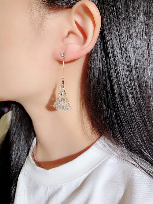 New Fashion Long Earrings For Women Korean Gold Color &amp Silver Rhinestone Dangle Female | Украшения и аксессуары