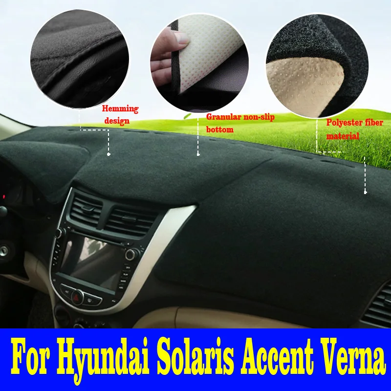 

For Hyundai Solaris Accent Verna 2012-2016 2017 Car Dashboard Cover Avoid Light Pad Instrument Panel Mat Carpets Accessories