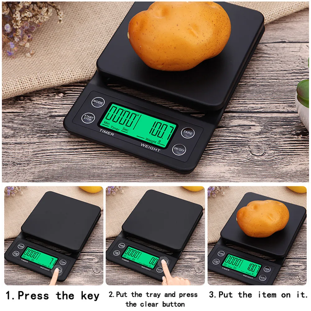 3kg/0.1g 5kg/0.1g Drip Coffee Scale With Timer Portable Electronic Digital Kitchen High Precision LCD Scales | Инструменты
