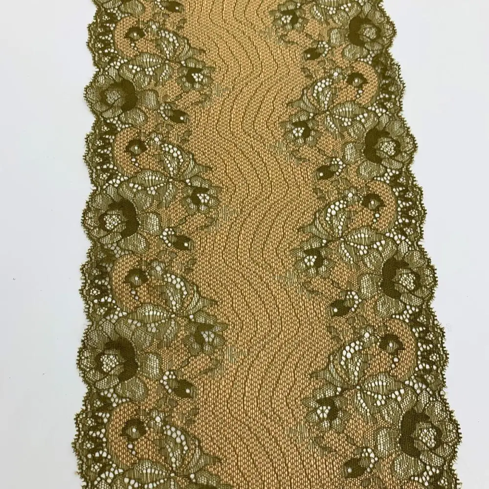 

3y/lot Width 21.50cm Elastic Stretch Lace Trims Brown Glossy For Clothing Accessories Dress Sewing Applique Costume Lace Fabric