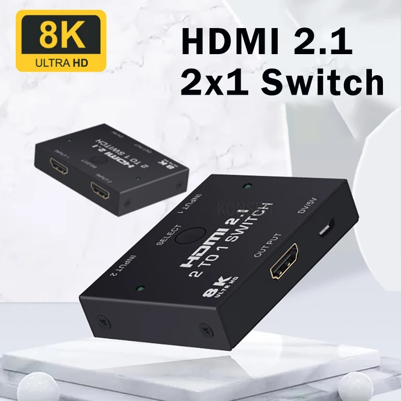 

Switch HDMI 2.1 4K 120Hz HDMI Switcher 2 in 1 out for PS4 5 PS4 pro apple TV 8K HDMI 2X1 Switcher