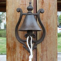 rustic cast iron hand cranking wall bell european home garden decor antique retro wall mounted hand welcome door bell heavy bell