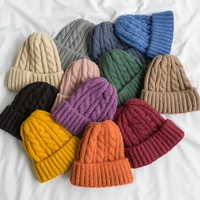 new solid color winter hats for women warm thick knitted beanie fashion female cap outdoor hip hop caps for men girls bonnet