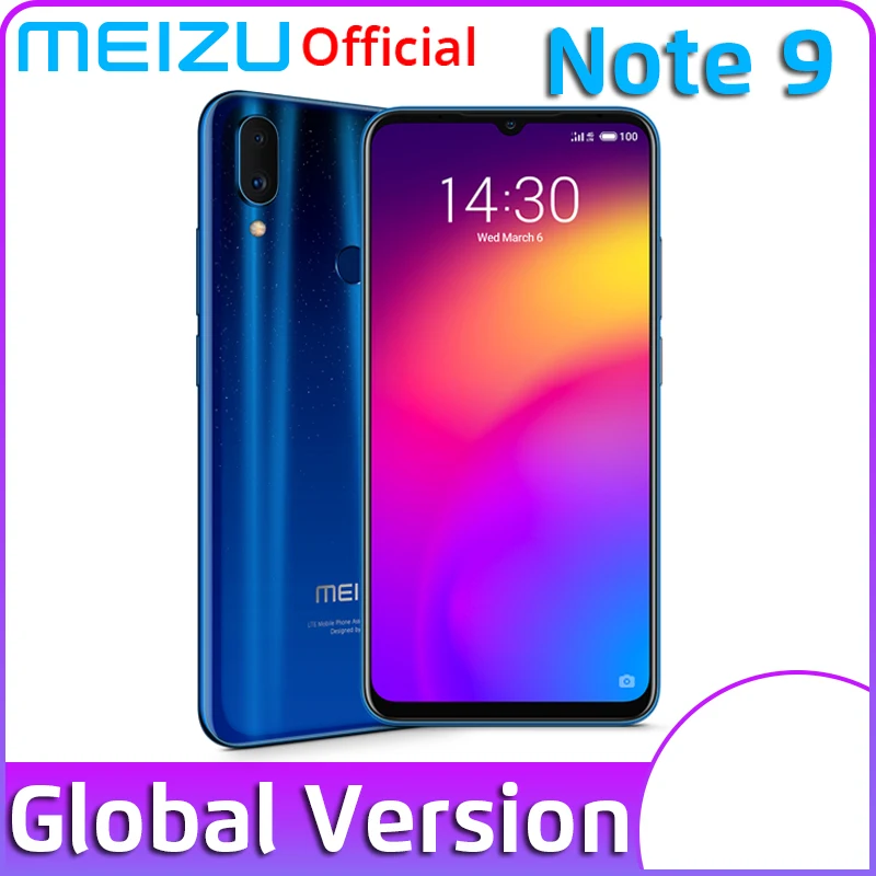 Note 9, 4 ГБ, 64 ГБ, глобальная версия, Смартфон Snapdragon 675, Восьмиядерный мобильный телефон, 48мп, задняя камера, быстрая зарядка, большая батарея