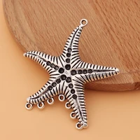 10pcslot tibetan silver large starfish star chandelier connectors charms pendants for necklace making accessories