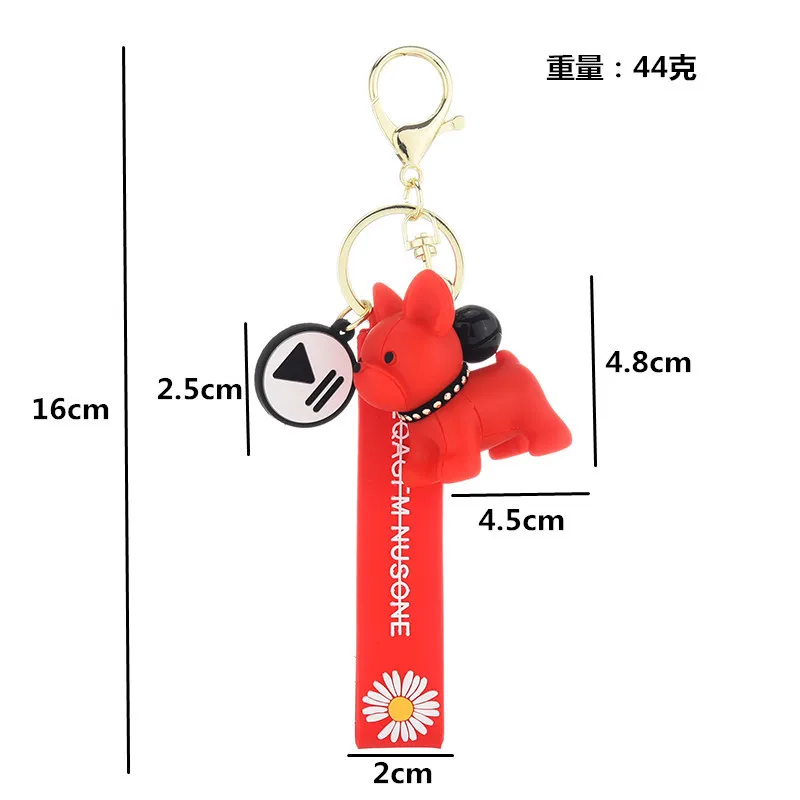 

Creative French Bulldog Keychains Cute Small Daisy Dog Car Key Chain Children Bag Pendant Keyring Student Lovers Holiday Gifts