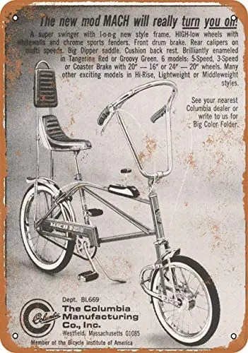 

12 x 16 inches Metal Vintage Funny Tin Sign 1969 Columbia Mach 3 Muscle Bicycle