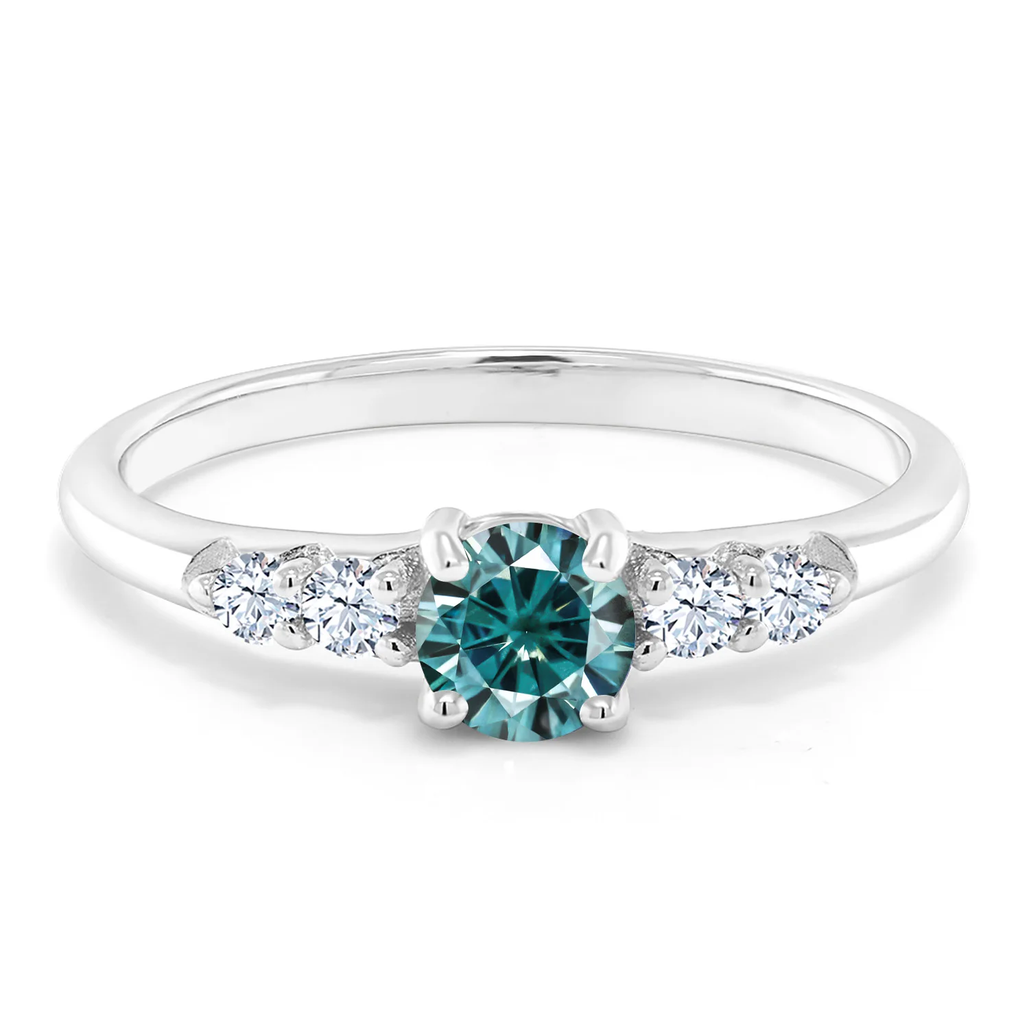 Кольцо GEMSTONEKING серебро 925 пробы голубое Moissanite сапфировое белое 0.50ct роса для женщин