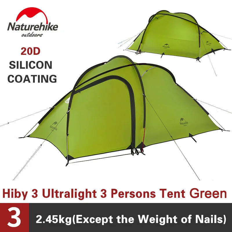

Naturehike Hiby 3 4 Series Outdoor Camping Tent Travel 20D Silicone Fabric Double layer Ultralight Tourism Gazebo Nature Hike