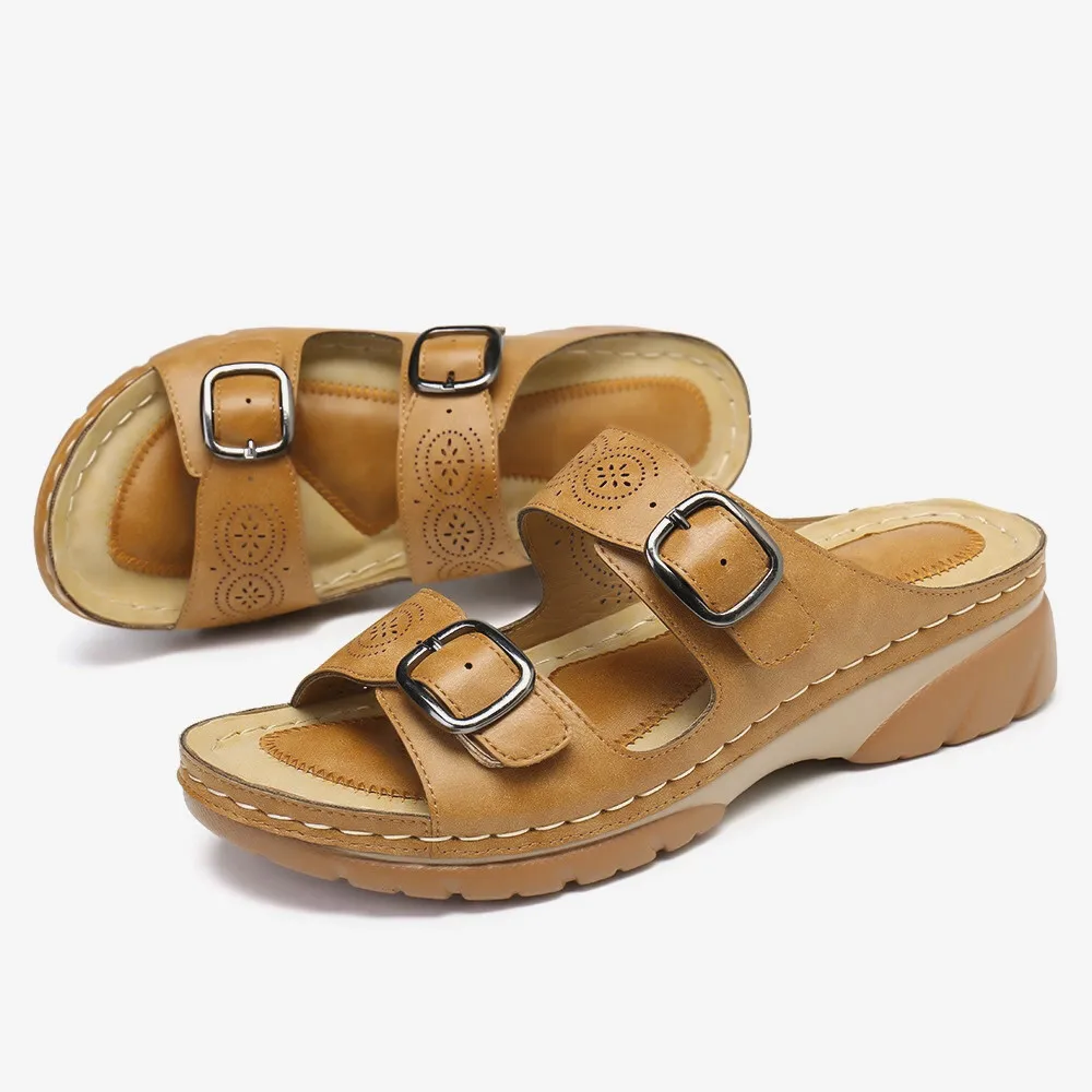

Summer Flat Sandals Woman 2020 Ladies Fashion Leather Flat Solid Peep Toe Sandals Comfortable Women Sandalias Mujer Plus Size