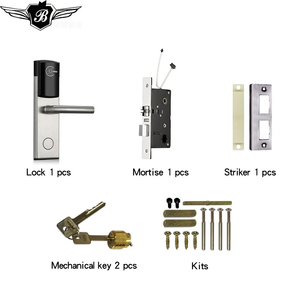 Smart RFID IC Card classic Design Digital Door Lock with Intelligent free software manage system for Upscale hotel