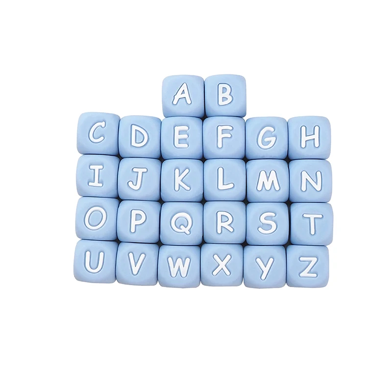 

Chenkai 1000PCS 12mm Blue Letter Silicone Beads BAP Free Food Grade DIY Baby Infant Teether Pacifier Charm Jewelry Toy Alphabet