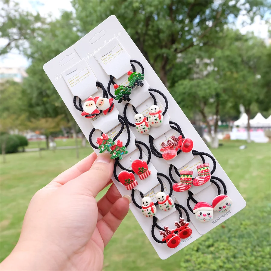 Новогодняя елка снежный человек лось держатель для конского хвоста резинки