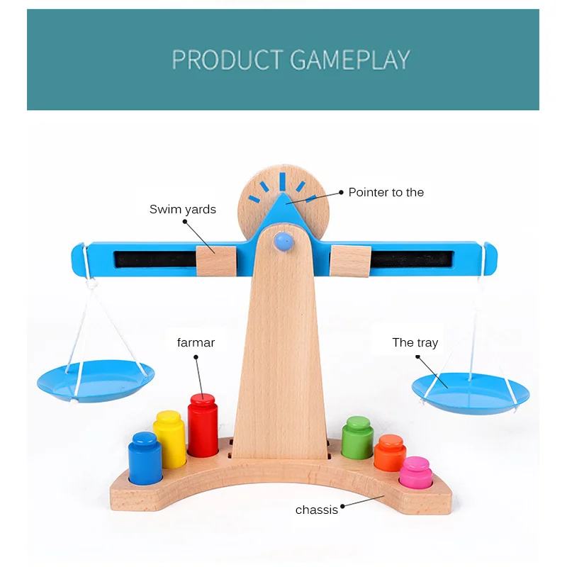 

Meaningful 6 Weights Eco-Friendly Measuring Fun Scale Toy Interesting Durable Math Toy Educational Steelyard For Baby Home