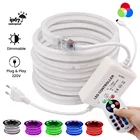 Гибкая неоновая лента RGB 220 В 110 В, световая неоновая веревка IP67, водонепроницаемая неоновая лента с дистанционным управлением 2835 5050 120 светодиодовм, неоновая лампа для вывесок