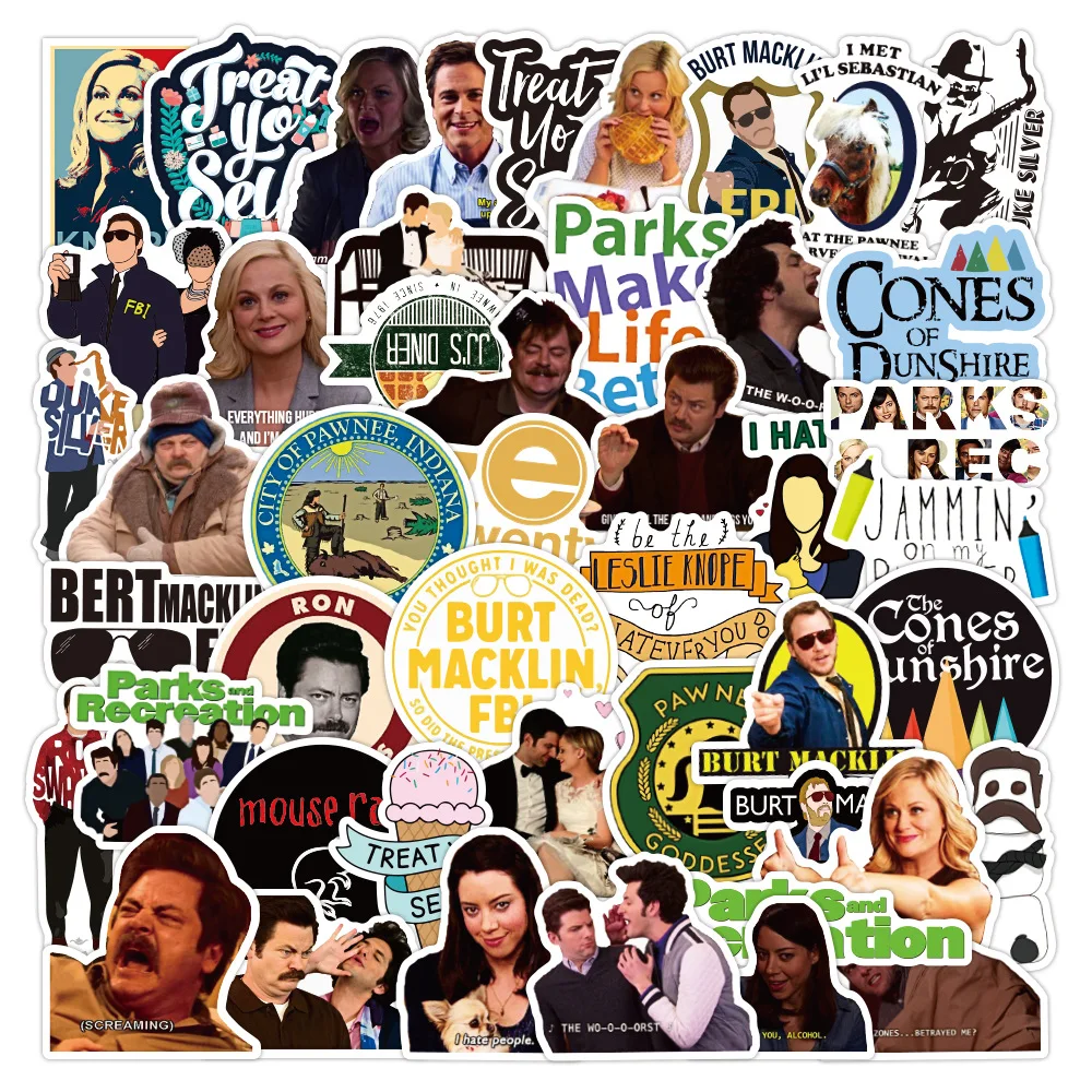 

10/50Pcs/Set parks and recreation Stickers Cartoon Sticker for Skateboard Motorcycle ScrapbookDiy Toy Laptop Snowboard Luggage