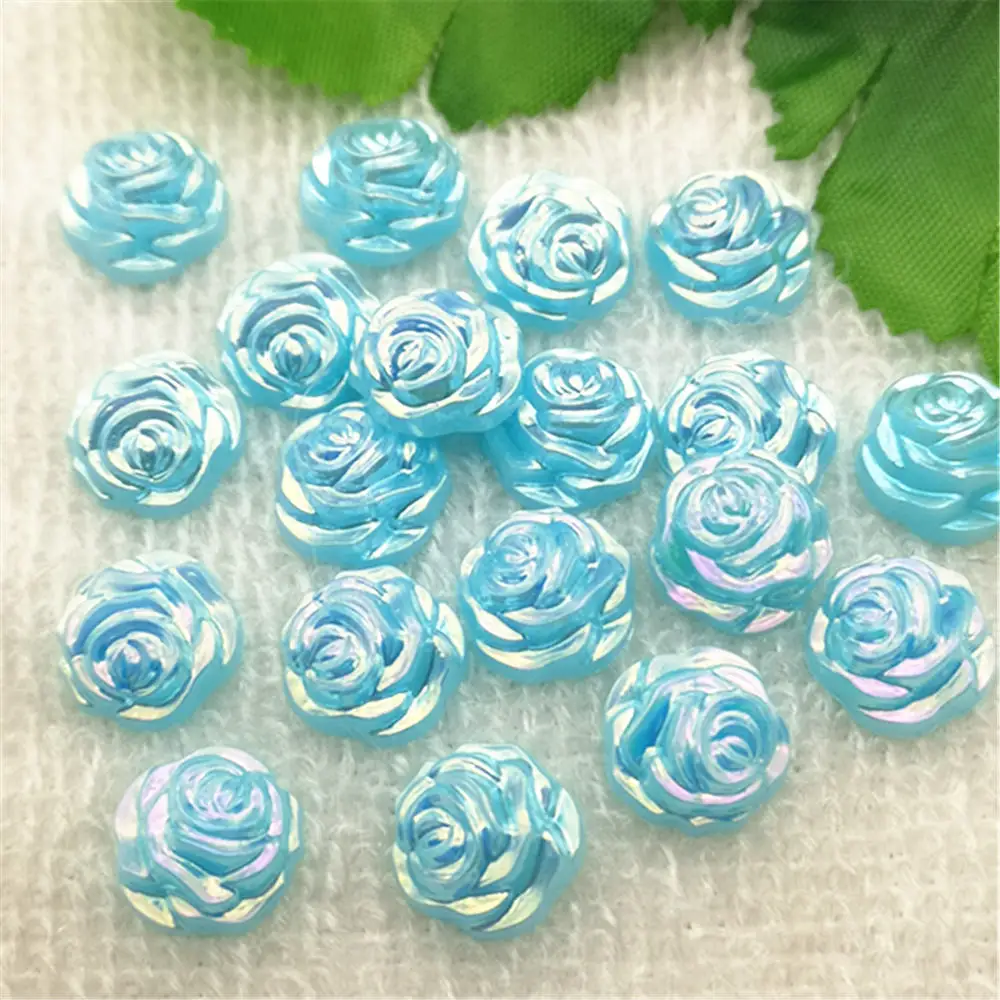 

30PCS AB 12mm Resin flower stone Flatback Wedding Diy Buttons scrapbook crafts