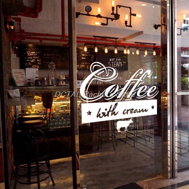 

Coffee Shop Sticker Milk tea Decal Cafe Cup Poster Vinyl Art Wall Decor Mural Decoration Break Bread Coffee Glass Decals