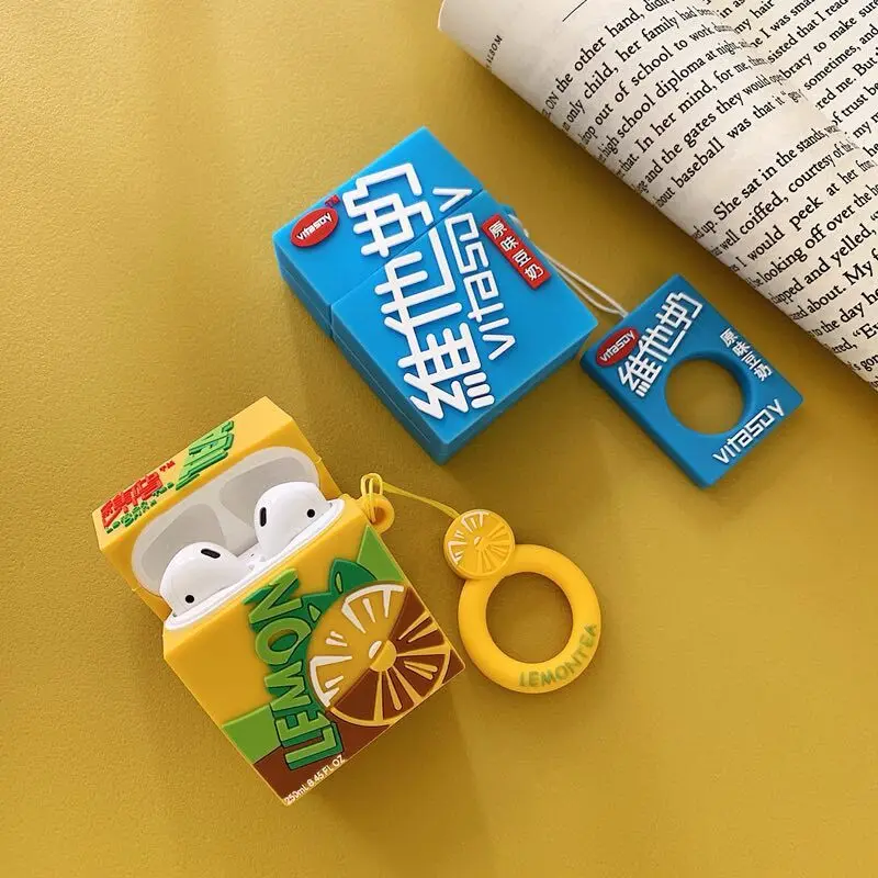 3D Милые силиконовые наушники Vitasoy VITA Lemon Tea чехлы для Apple Airpods 1/2 ударопрочный