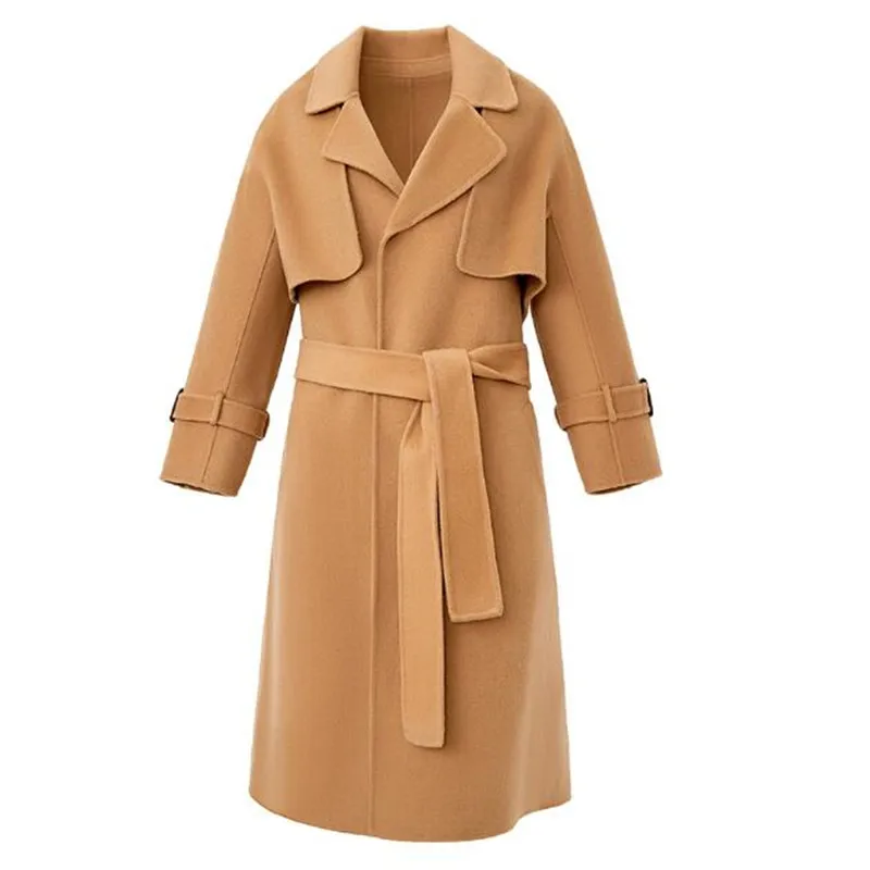 

Atumn Winter New Arrival fashion Women Hand-sewn Double-faced Woollen Coat High Quality 2 in 1 Outerwear For Lady