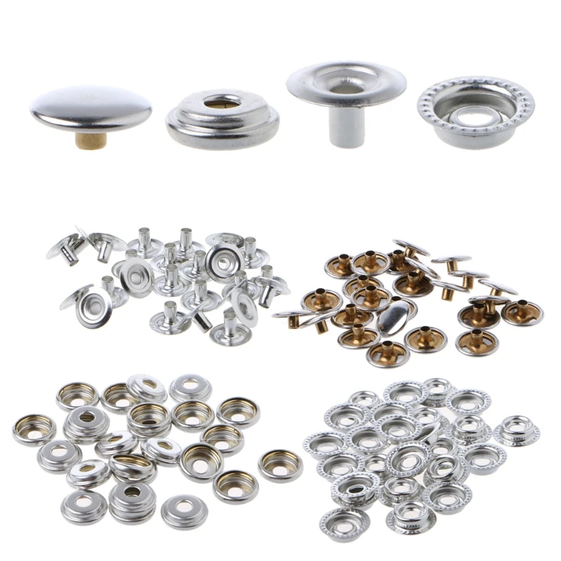 

100 Pcs Stainless Steel Fastener Snap Press Stud Button Marine Boat Canvas
