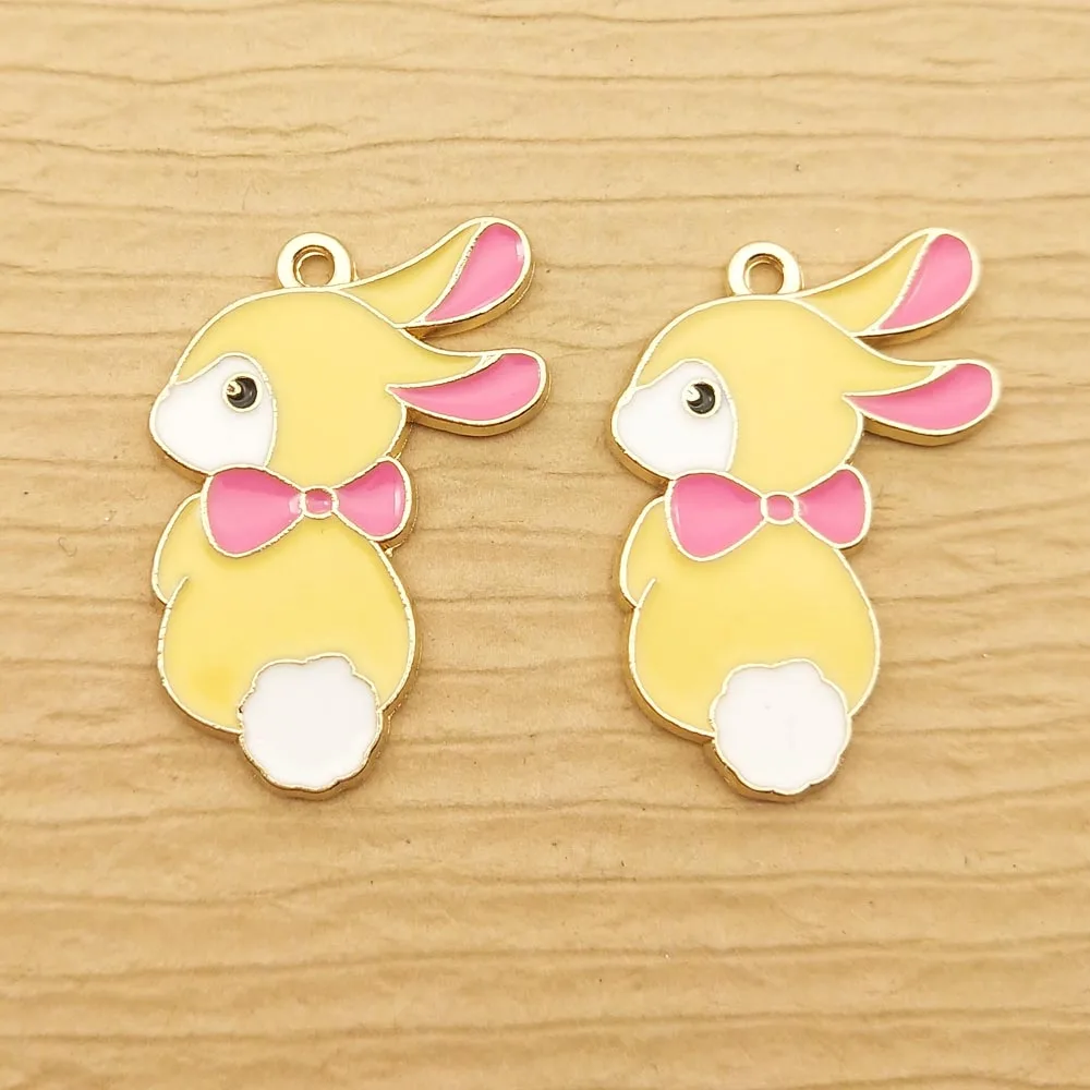 

10pcs 20x30mm enamel rabbit charm for jewelry making fashion earring pendant bracelet charm necklace charms diy finding
