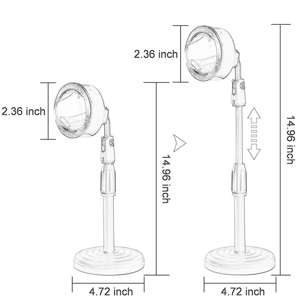 

Adjustable Sunset Projection Night Lights Projector Atmosphere Rainbow Lamp Decoration USB Charging Floor Lamp For Bedroom