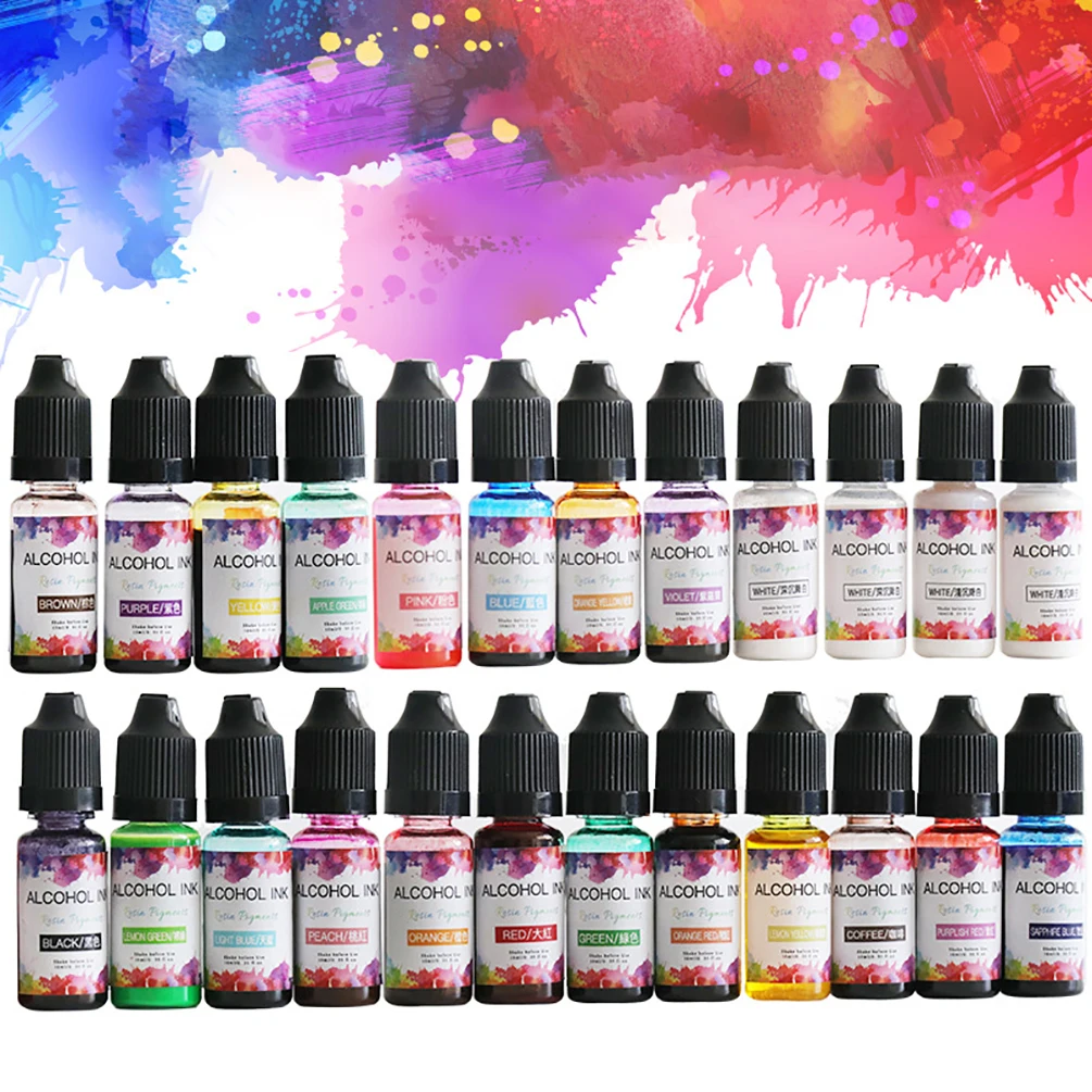 

10ml Art Ink Alcohol Resin Pigment Liquid Colorant Dye Ink Diffusion for UV Epoxy Resin DIY Jewelry Making 20 Colors