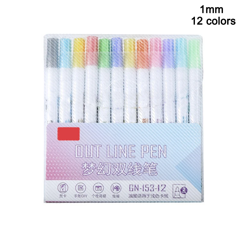 

Drawing Double Line Outline Pen Highlighter Marker 8/12 Colors Art Pen For DIY Art Crafts Coloring Painting Sketching FK