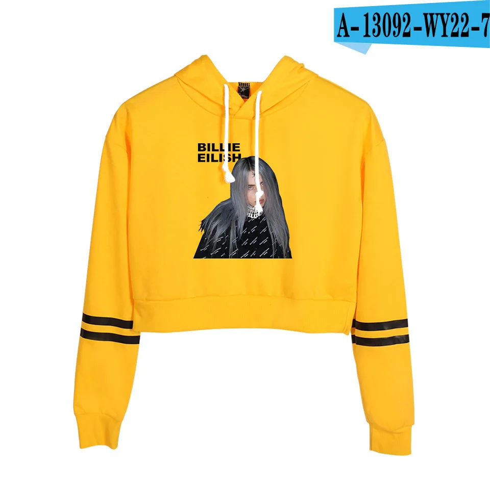 Фиолетовый Толстовки в стиле хип-хоп Billie Eilish Kpop, укороченный топ, толстовки, женская сексуальная Весенняя Осенняя хлопковая одежда Billie Eilish, сексуальная одежда для девочек - Цвет: Фиолетовый