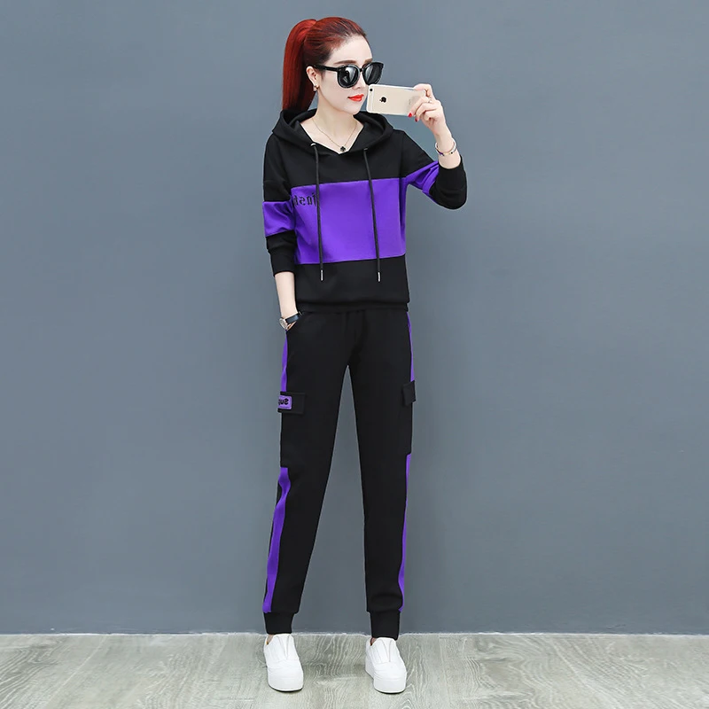 買取 女性服のツーピースセットパーカートラックスーツラウンジ運動着衣装athleisureスウェット汗スーツジョギング 2 個プラスサイズ