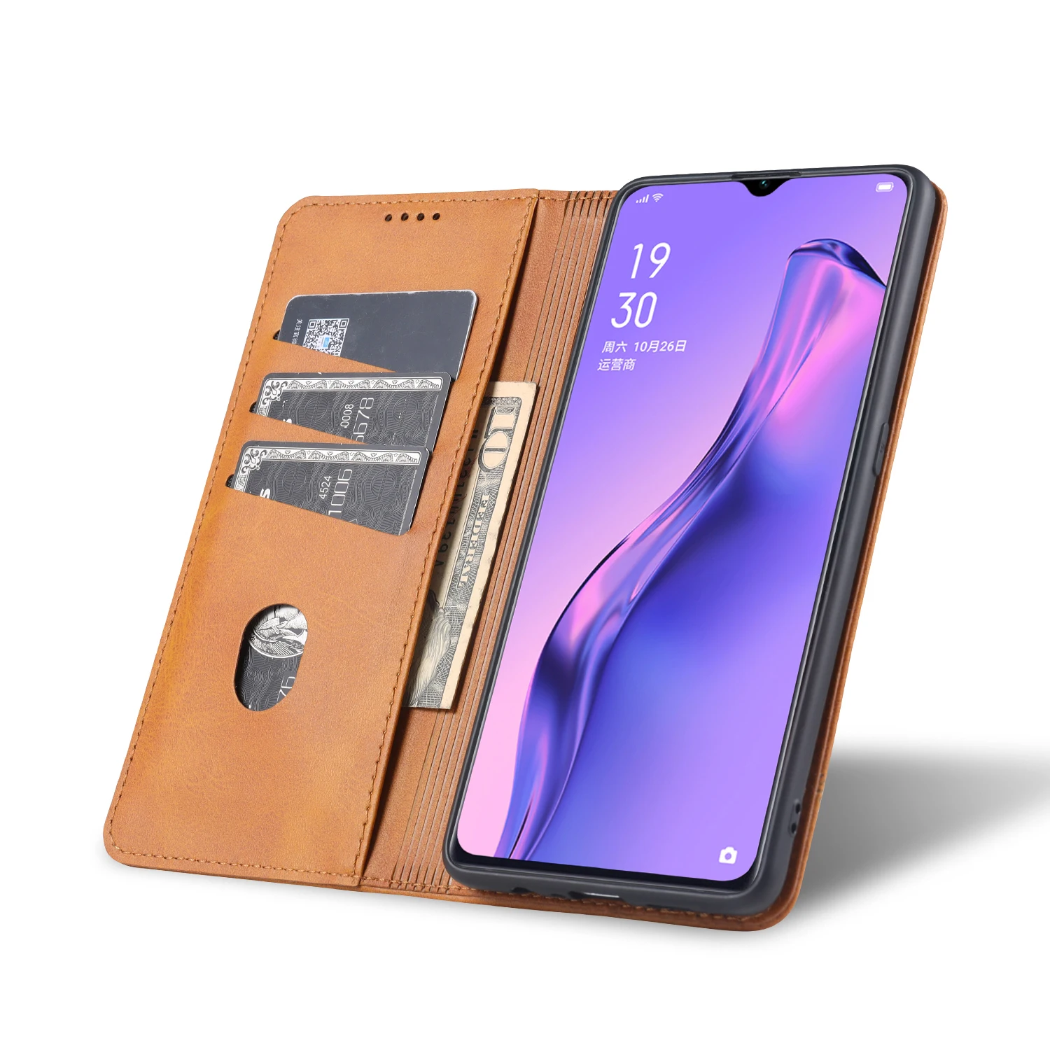 Deluxe Magnetic adsorption leather case for OPPO Reno 3 Global 4G / OPPO A91/ OPPO F15 Flip Cover Protective Case capa fundas