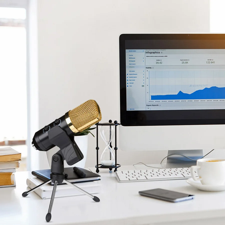 Конденсаторный USB-микрофон MAMEN металлический кардиоидный микрофон для записи