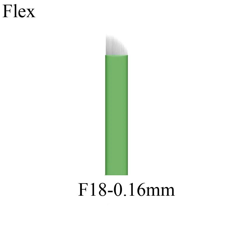 flex 18 0,16 мм Гибкий 12/12u/14/15/15u/21 Перманентный макияж бровей Тату микроблейдинг иглы для бровей одноразовые лезвия - Габаритные размеры: flex 18